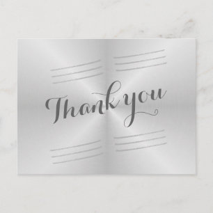 Brushed Metal Wedding Thank you Postcard