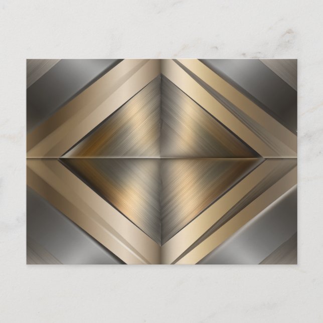 Brushed Metallic Geometric Diamond Pattern Announcement Postcard (Front)