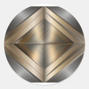 Brushed Metallic Geometric Diamond Pattern Classic Round Sticker