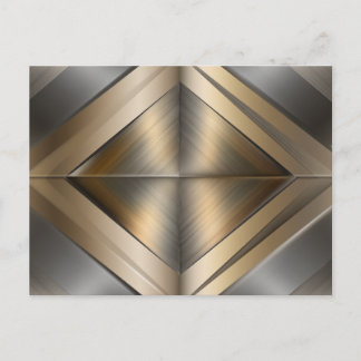 Brushed Metallic Geometric Diamond Pattern Holiday Postcard