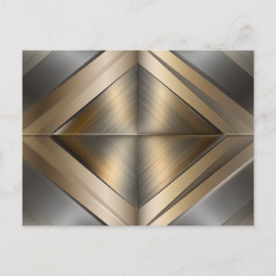 Brushed Metallic Geometric Diamond Pattern Invitation Postcard