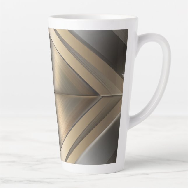 Brushed Metallic Geometric Diamond Pattern Latte Mug (Right)