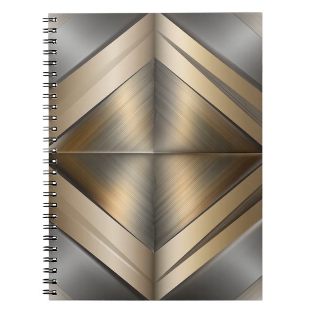 Brushed Metallic Geometric Diamond Pattern Notebook (Front)