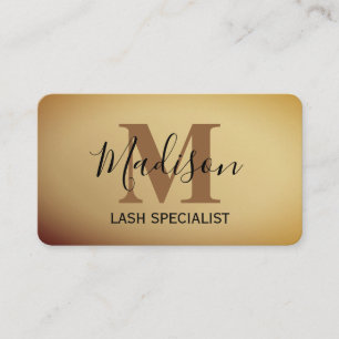 Brushed Metallic Gold Monogram Elegant Script  Business Card