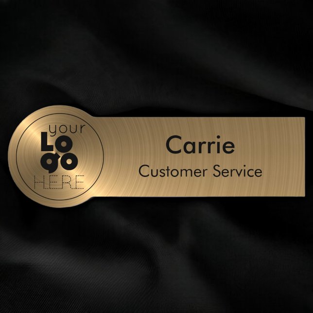Brushed Metallic Gold Round Logo Radial Name Tag (Creator Uploaded)