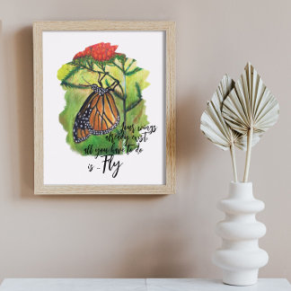 Brushed Monarch Butterfly Inspirational Quote  Poster