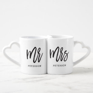 Brushed Mr and Mrs Couple Mug Set