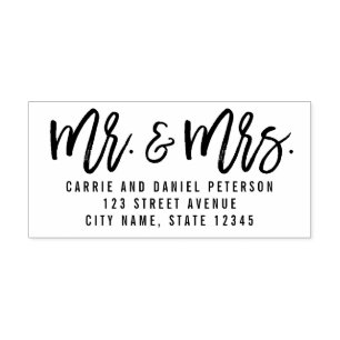 Brushed Mr and Mrs Personalised Rubber Stamp
