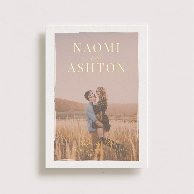 Brushed Overlay Wedding Save the Date Real Gold (Creator Uploaded)