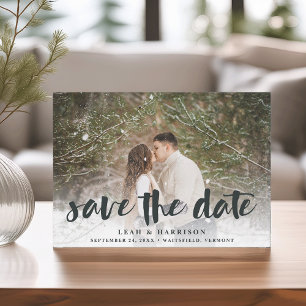 Brushed Overlay with Floral Backer Photo Save The Date
