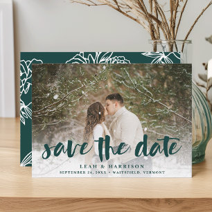 Brushed Overlay with Floral Backer   Photo Save The Date