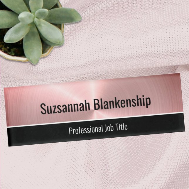 Brushed Pink Metal Template Professional  Name Tag (Creator Uploaded)