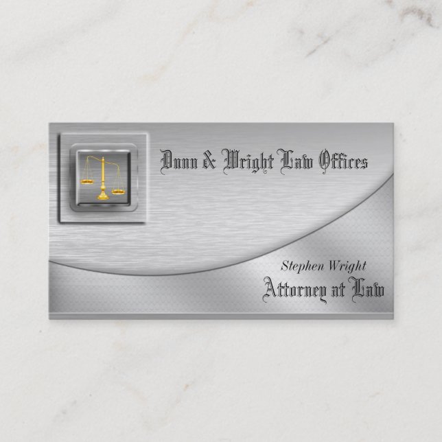 Brushed Platinum Attorney  Business Card (Front)
