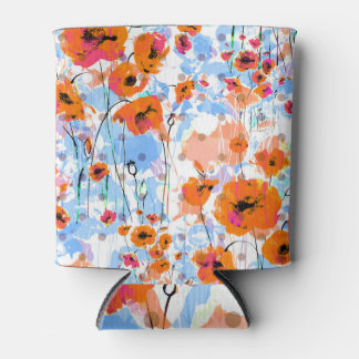 Brushed Poppies: Abstract Floral Texture Can Cooler