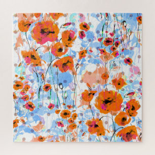 Brushed Poppies: Abstract Floral Texture Jigsaw Puzzle