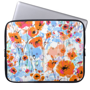 Brushed Poppies: Abstract Floral Texture Laptop Sleeve