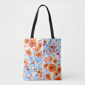 Brushed Poppies: Abstract Floral Texture Tote Bag