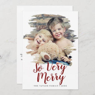 Brushed Red So Very Merry Year In Review Portrait Holiday Card