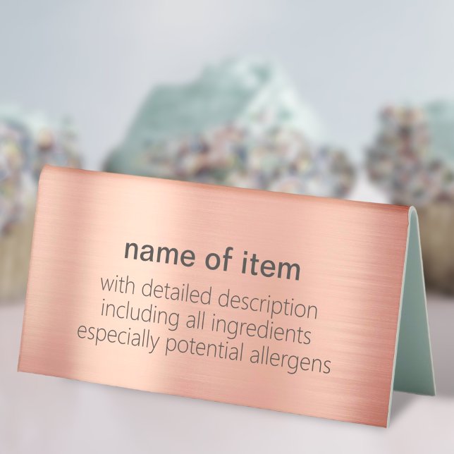 Brushed Rose Gold Buffet Menu Item Description (Creator Uploaded)