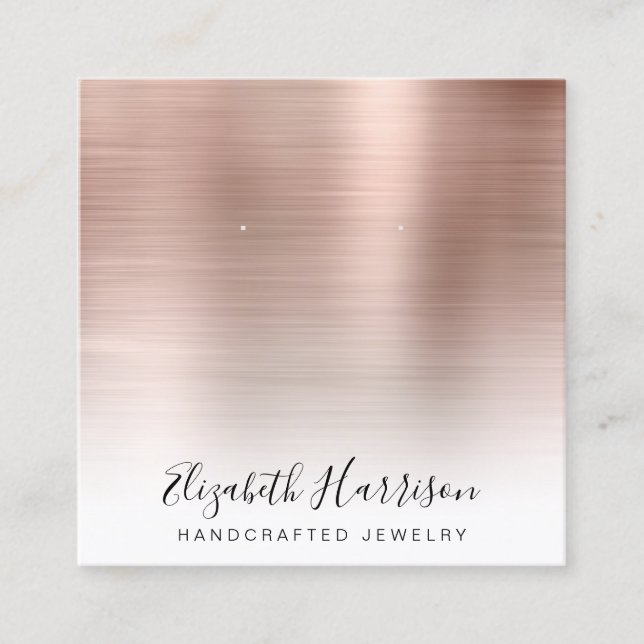 Brushed Rose Gold Jewellery Display Square Business Card (Front)