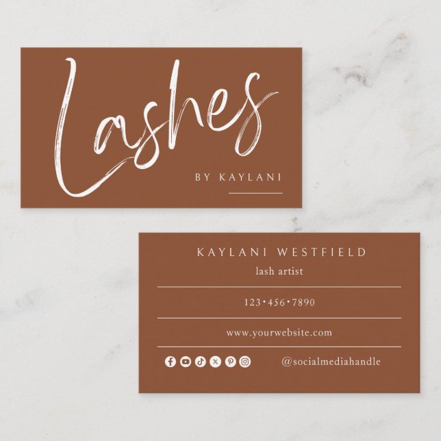 Brushed Script Lashes Business Card Lash Artist  (Front/Back)