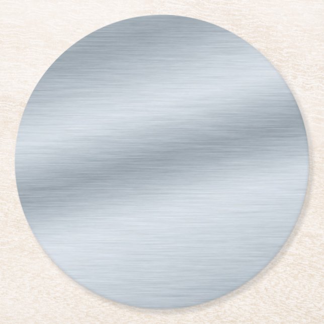 Brushed Silver Look Background Art Round Paper Coaster (Front)