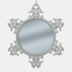 Brushed Silver Look Background Art Snowflake Pewter Christmas Ornament