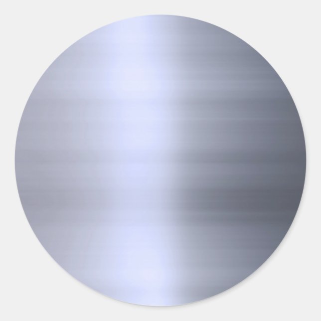 Brushed Silver Metal Textured Classic Round Sticker (Front)