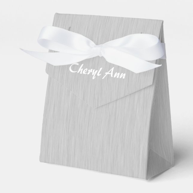 Brushed Silver Personalised Favour Boxes (Front Side)