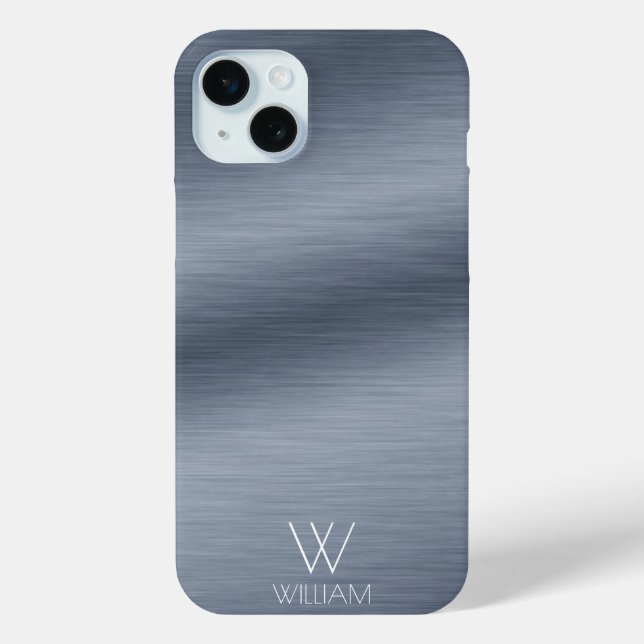 Brushed Stainless Steel Look Personalised Monogram Case-Mate iPhone Case (Back)