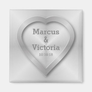 Brushed stainless steel wedding magnet