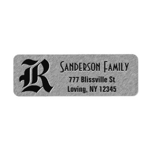 Brushed Steel Foil Look with Monogram Return Address Label