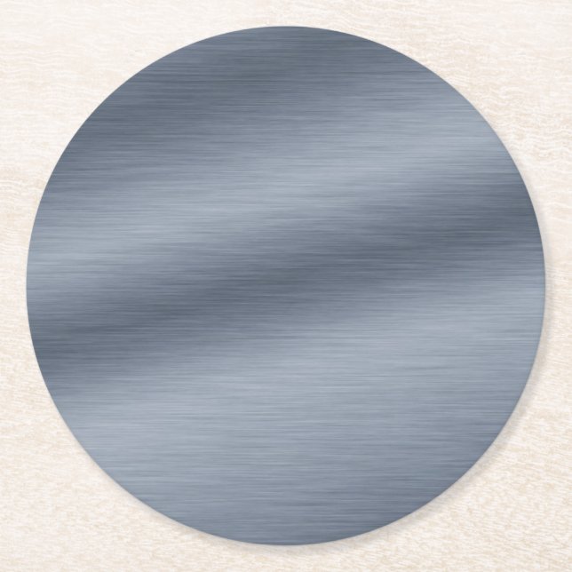 Brushed Steel Look Elegant Background Round Paper Coaster (Front)