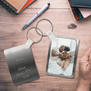 Brushed steel photo frame - Father’s Day Key Ring