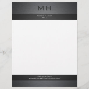 Brushed Steel Two Shades with Your Name Personalized Letterhead