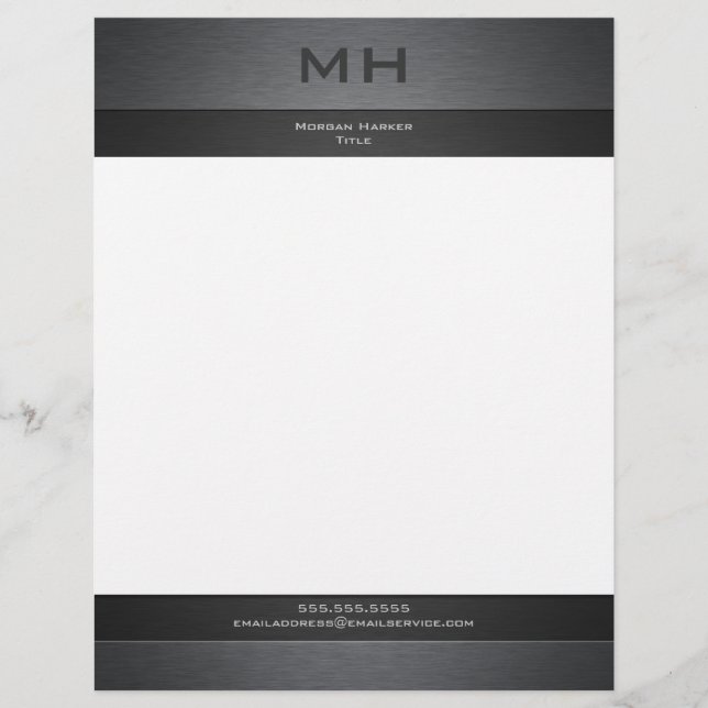Brushed Steel Two Shades with Your Name Personalized Letterhead (Front)