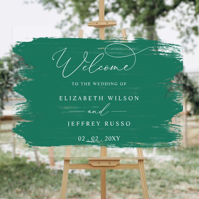 Brushed Stroke Emerald Green Wedding Welcome Sign (Brushed Stroke Emerald Green Wedding Welcome Sign)