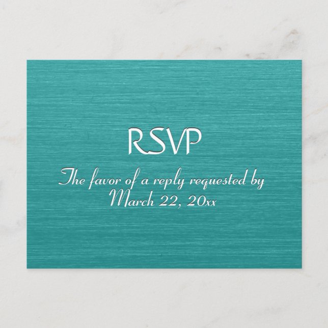 Brushed Teal Blue Menu RSVP (Front)