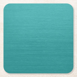 Brushed Teal Metal Look kash001 Square Paper Coaster