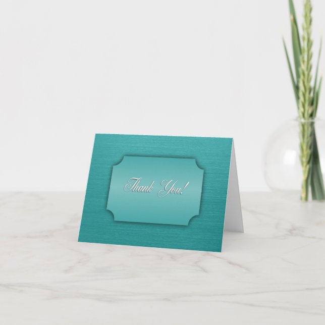 Brushed Teal Thank You Card Blank Inside (Front)