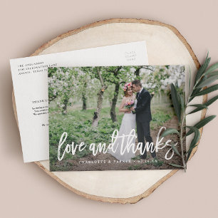 Brushed Wedding Thank You Photo Post Card
