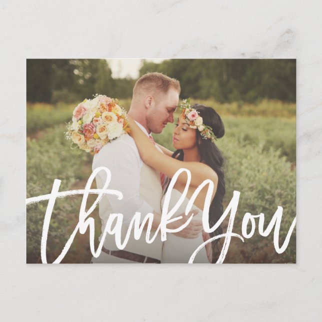 Brushed Wedding Thank You Postcard (Front)