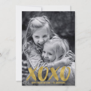 Brushed XOXO Gold Foil Valentine's Day Photo Card