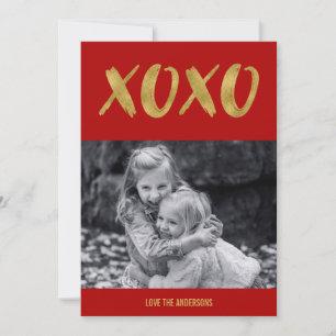 Brushed XOXO Gold Foil Valentine's Day Photo Card