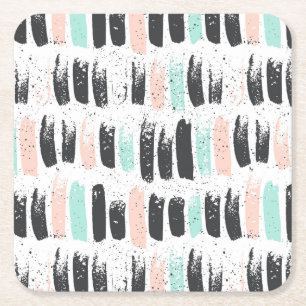 Brushes & Ink Strokes Pattern Square Paper Coaster