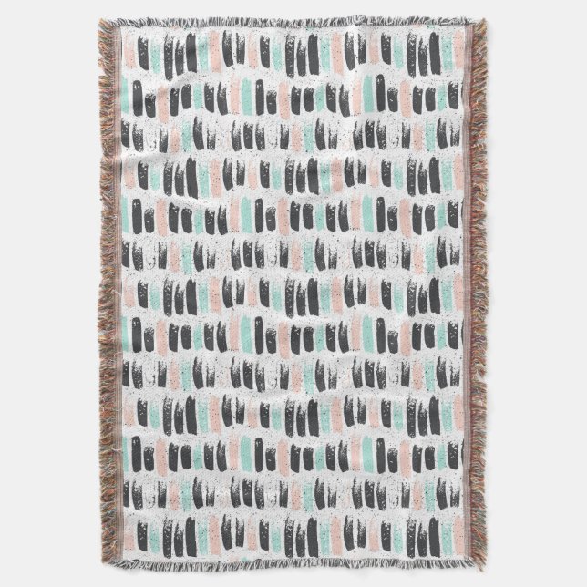 Brushes & Ink Strokes Pattern Throw Blanket (Front Vertical)