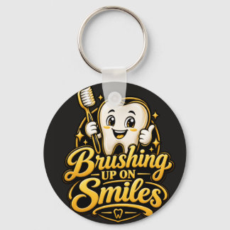Brushing Up on Smiles Cute Dentist Gift Key Ring