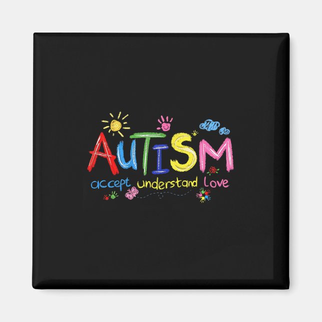 Brushstroke Autism Awareness Accept Understand Lov Magnet (Front)