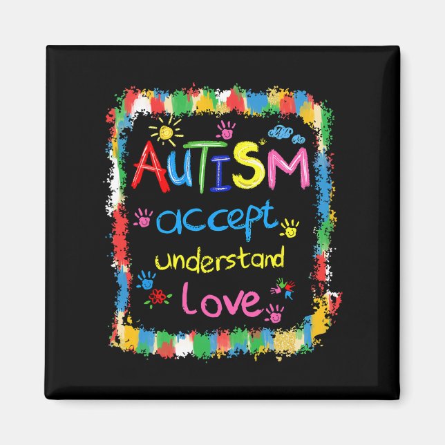 Brushstroke Autism Awareness Accept Understand Lov Magnet (Front)