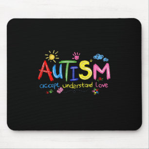 Brushstroke Autism Awareness Accept Understand Lov Mouse Pad